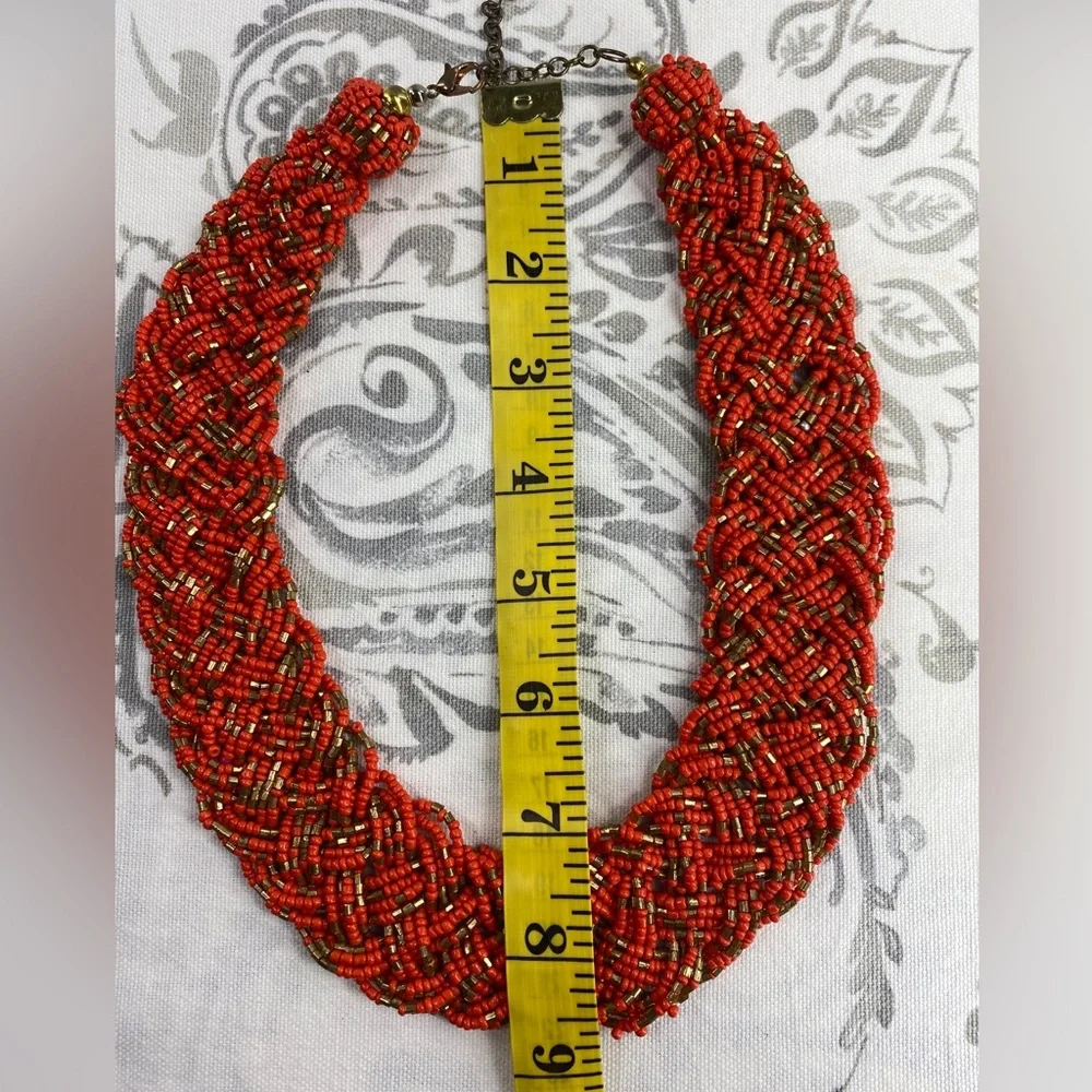 Vintage Multi Strand Seed‎ Bead Braided Artisan Choker Necklace